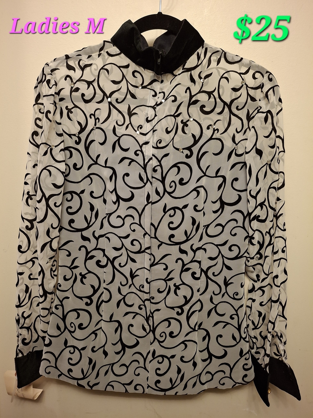 Black & White Swirl Button-Up Blouse